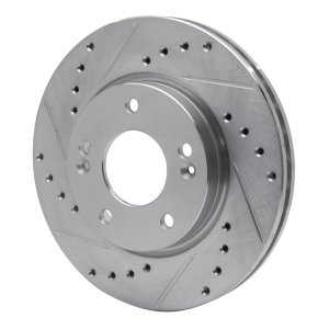 Hyundai Elantra Brake Rotor (1) - Front Left - R1 Concepts - Drilled & Slotted - Silver - `07-`10